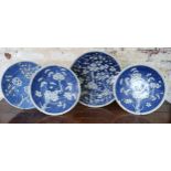 Oriental Ceramics  - Various 18th century Chinese porcelain chargers decorated with underglaze