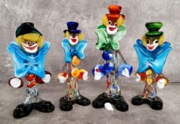 Four Murano glass clowns, one AF