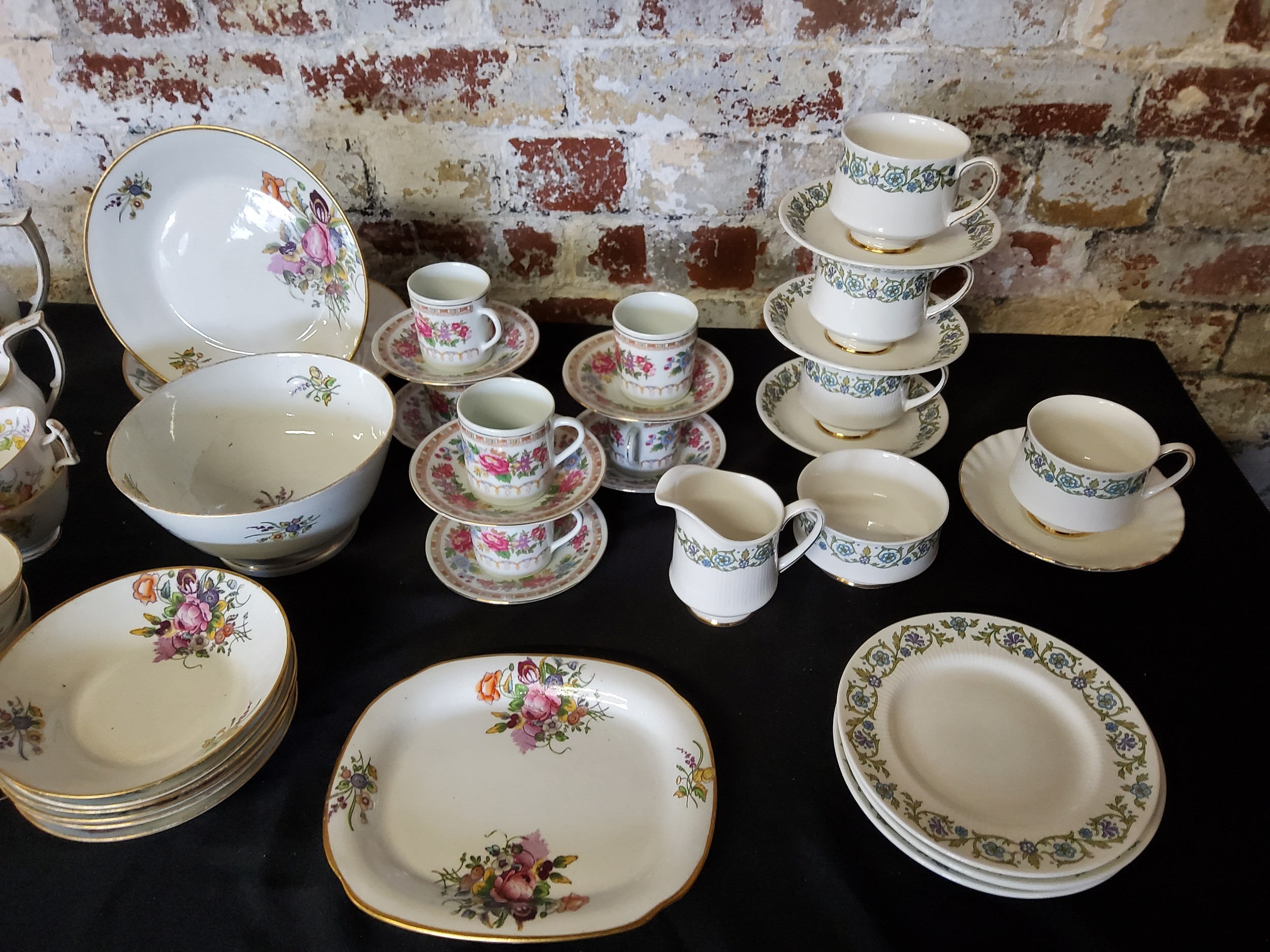 Victorian English tea set, hand painted over transfer with wildflower pattern including 5 tea and - Image 4 of 4