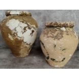Interior Design - Eastern 'shipwreck' pottery vessels, encrusted with remnants of crustacean