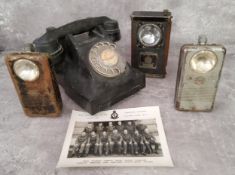 An early 20th century GPO Black Bakelite 332 L telephone with central Sheffield dial card 'area code