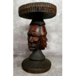 Tribal - A Democratic Republic of the Congo, African stool, signed Kamimbi 36cm high