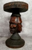 Tribal - A Democratic Republic of the Congo, African stool, signed Kamimbi 36cm high