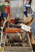 Boxes & Objects - a leather suitcase with large quantity of stamps, tea trading and cigarette cards;