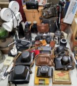 Vintage Cameras - a collection of early to mid 20th century cameras including Zenit, Zorki,