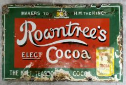 Advertisement - an original Rowntree's pictorial enamel sign, "Rowntree's Elect Cocoa" published