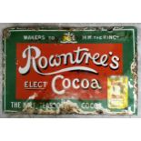 Advertisement - an original Rowntree's pictorial enamel sign, "Rowntree's Elect Cocoa" published