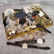 Vintage jewellery including Scottish, Marcasite, stone set brooches etc.; Pietra Dura pot & cover;