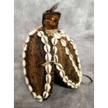 Tribal Art - A 19th century African cowrie shells embellished crown or "title hat", woven grass