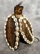 Tribal Art - A 19th century African cowrie shells embellished crown or "title hat", woven grass