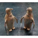 Novelty cast white metal cruets in the form of penguins