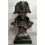 A bronze portrait bust of Napoleon, bearing script mark verso Lecomte 82, on marble plinth, 36cm