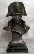 A bronze portrait bust of Napoleon, bearing script mark verso Lecomte 82, on marble plinth, 36cm