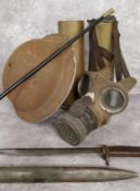 Militaria - A Kings Own Yorkshire Regiment swagger stick; bayonet with metal sheath; two artillery