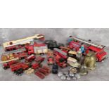 An STI, Hong Kong tinplate friction drive Fire Truck, spring loaded ladder and 3 x standing firemen,