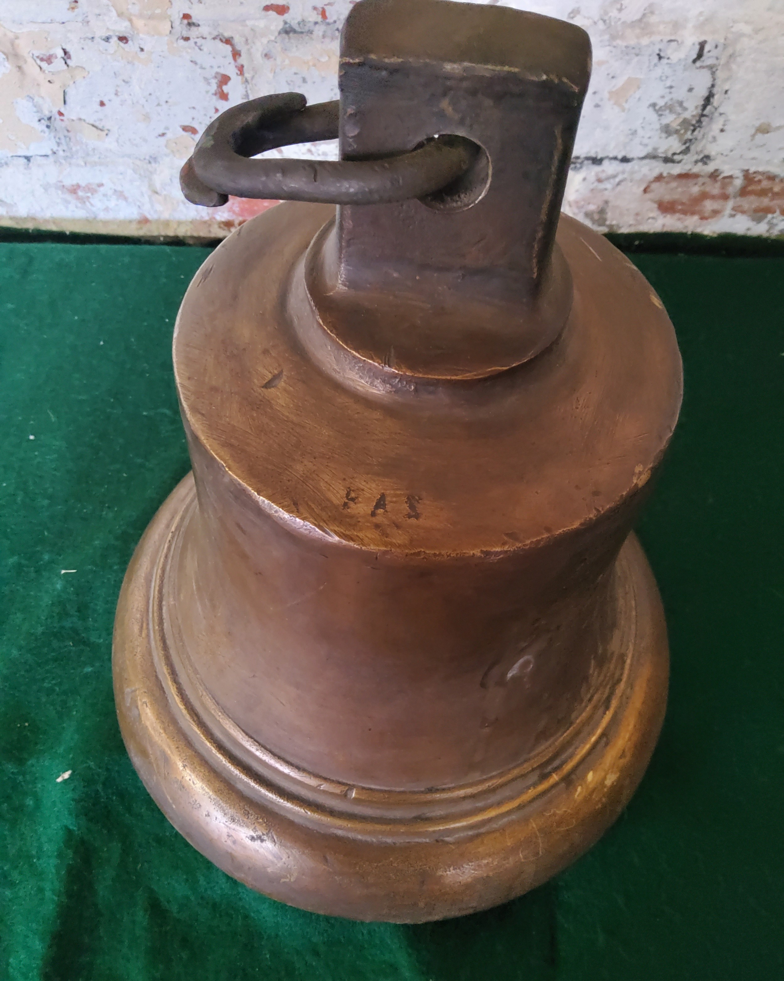 A George V bronze ships bell with roped clapper, early 20th century.  Height 28cm x diameter 24cm - Image 3 of 4