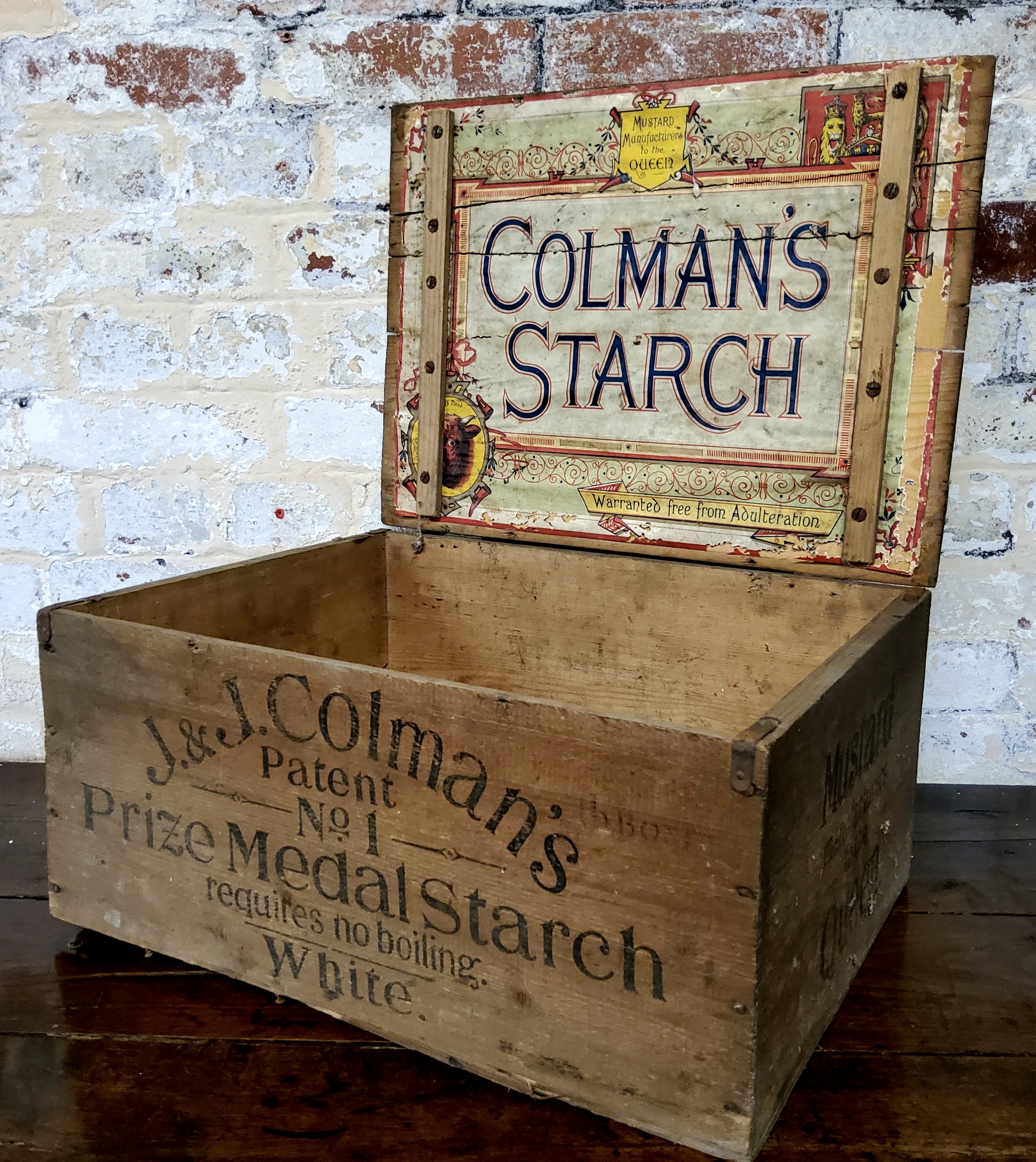 Advertisement - a Victorian Coleman's Mustard crate c.1900 'Manufacturers to The Queen'