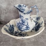 A substantial Victorian Doulton Burslem Daffodil pattern wash jug and bowl