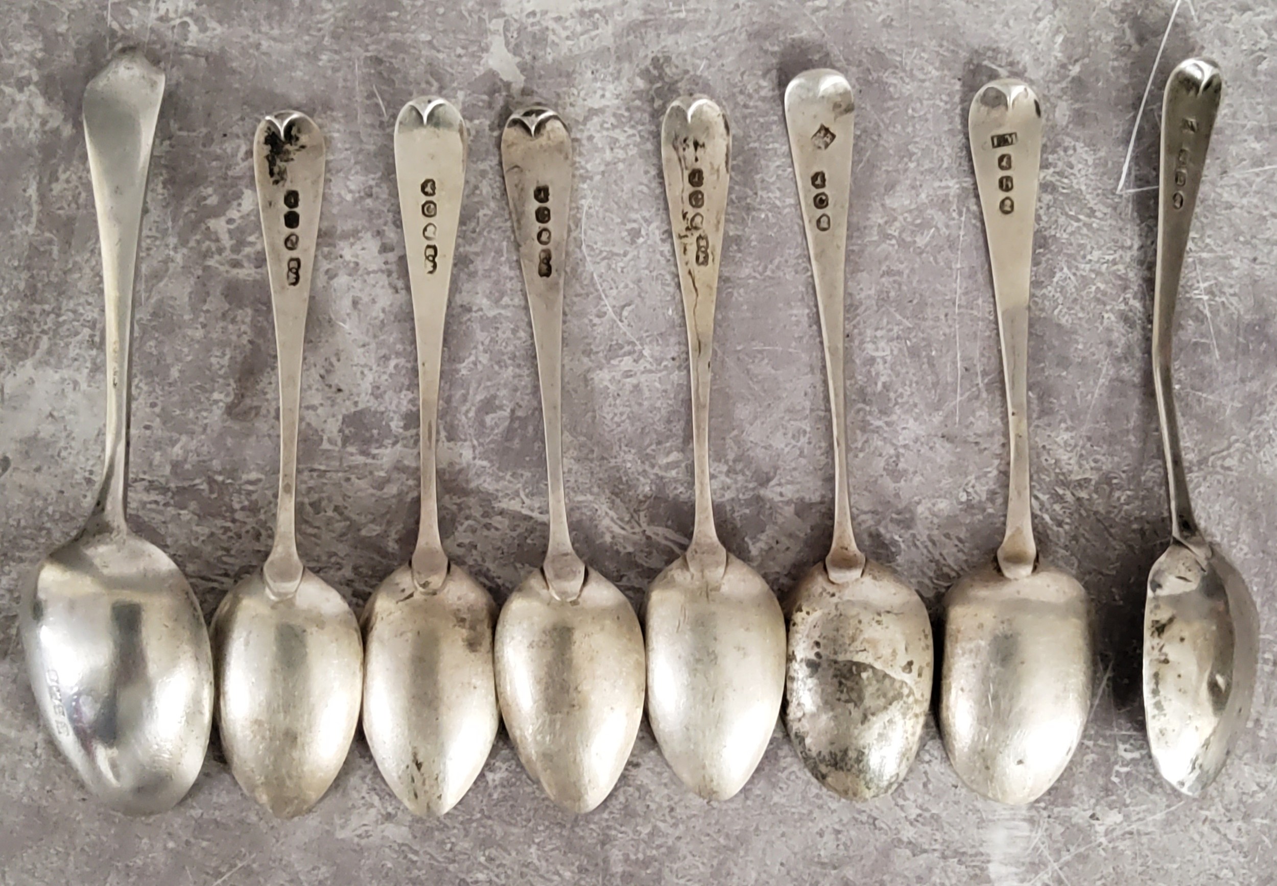 A set five George III Hanoverian teaspoons, William Bateman I, London; another two Edward - Image 5 of 5