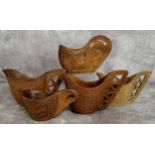 Treen - Five Yugoslavian carved ceremonial 'shepherd wedding' cups