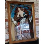Advertisement  - a 20th century Laroche parfum pictorial mirror in the Art Nouveau taste, 87cm