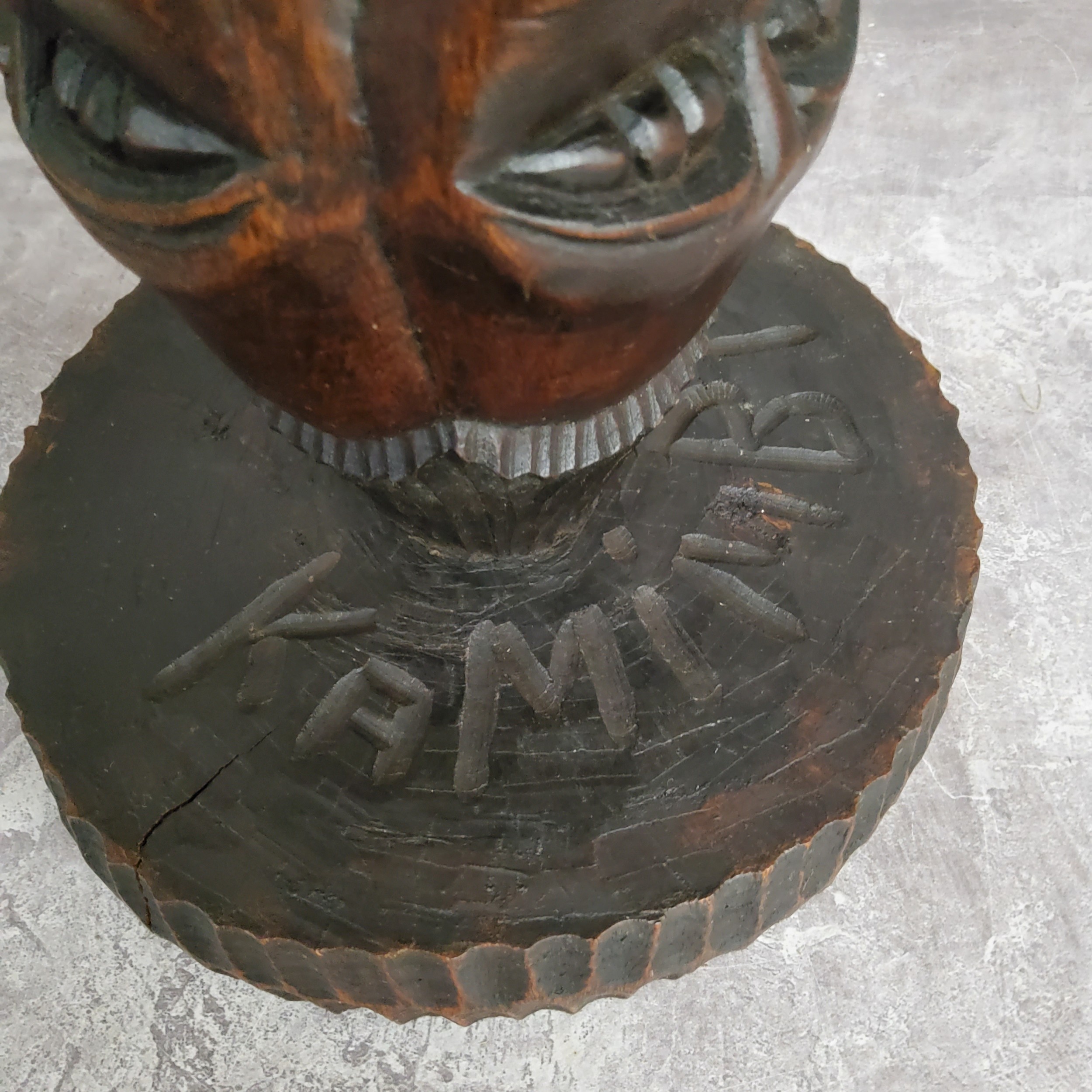Tribal - A Democratic Republic of the Congo, African stool, signed Kamimbi 36cm high - Image 2 of 3
