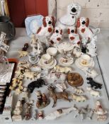 Decorative ceramics including 'Staffordshire' dogs; Crested Ware including