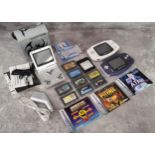 Game Boy Advance SP AGS-001 Console, Limited  Tribal Edition, Silver, original box; various games
