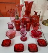 Cranberry Glass - Victorian, Edwardian and later cranberry glass examples