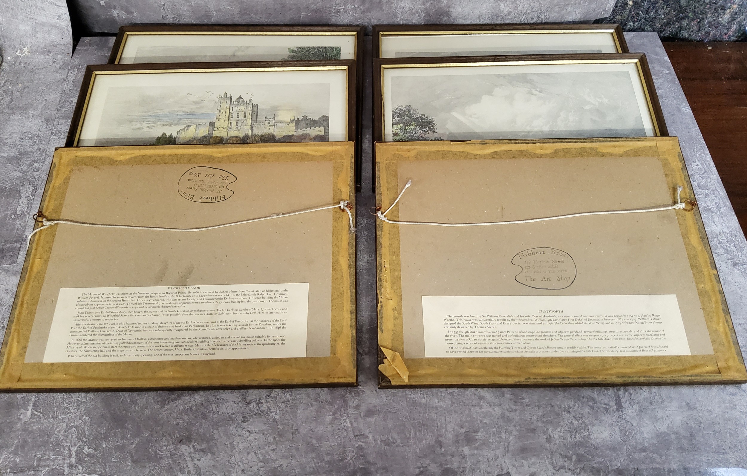 Six 19th century hand tinted lithographs of Derbyshire estates including Chatsworth House, - Image 2 of 4