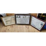 Framed reproduction maps of Suffolk, Western Isles Ivra and East Riding of Yorkshire