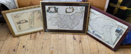Framed reproduction maps of Suffolk, Western Isles Ivra and East Riding of Yorkshire