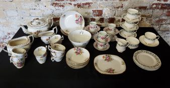 Victorian English tea set,  5 tea and coffee cups 6 saucers teapot bowl etc. 6 demi chinese tasse