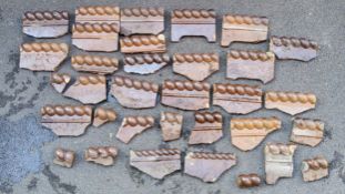 Salvage & Reclamation - various Victorian salt glazed earthenware rope-twist garden border tiles,