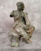 An early 19th century French classical figure fragment, he sits 28cm tall on a stool (AF)