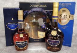 Three bottles of Courvoisier V.S.O.P. Fine Cognac, all in excellent condition, boxed (3)