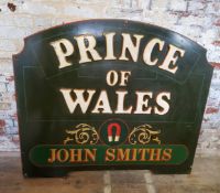 A John Smiths brewery advertisement pub sign ' Price of Wales ' original large exterior wall sign, A