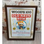 Advertising - a Wood's 100 Old Navy Rum mirror, framed