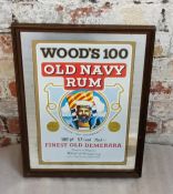 Advertising - a Wood's 100 Old Navy Rum mirror, framed