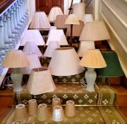 Lighting - various lampshades and three table lamps