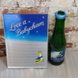 Advertising - A vintage Babycham sparkling Perry oversized bottle; a Love a Babycham pictorial