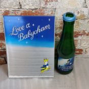 Advertising - A vintage Babycham sparkling Perry oversized bottle; a Love a Babycham pictorial