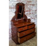 A Late Victorian mahogany dressing chest Height 170.5 x width 81cm x depth 48cm, height to dresser