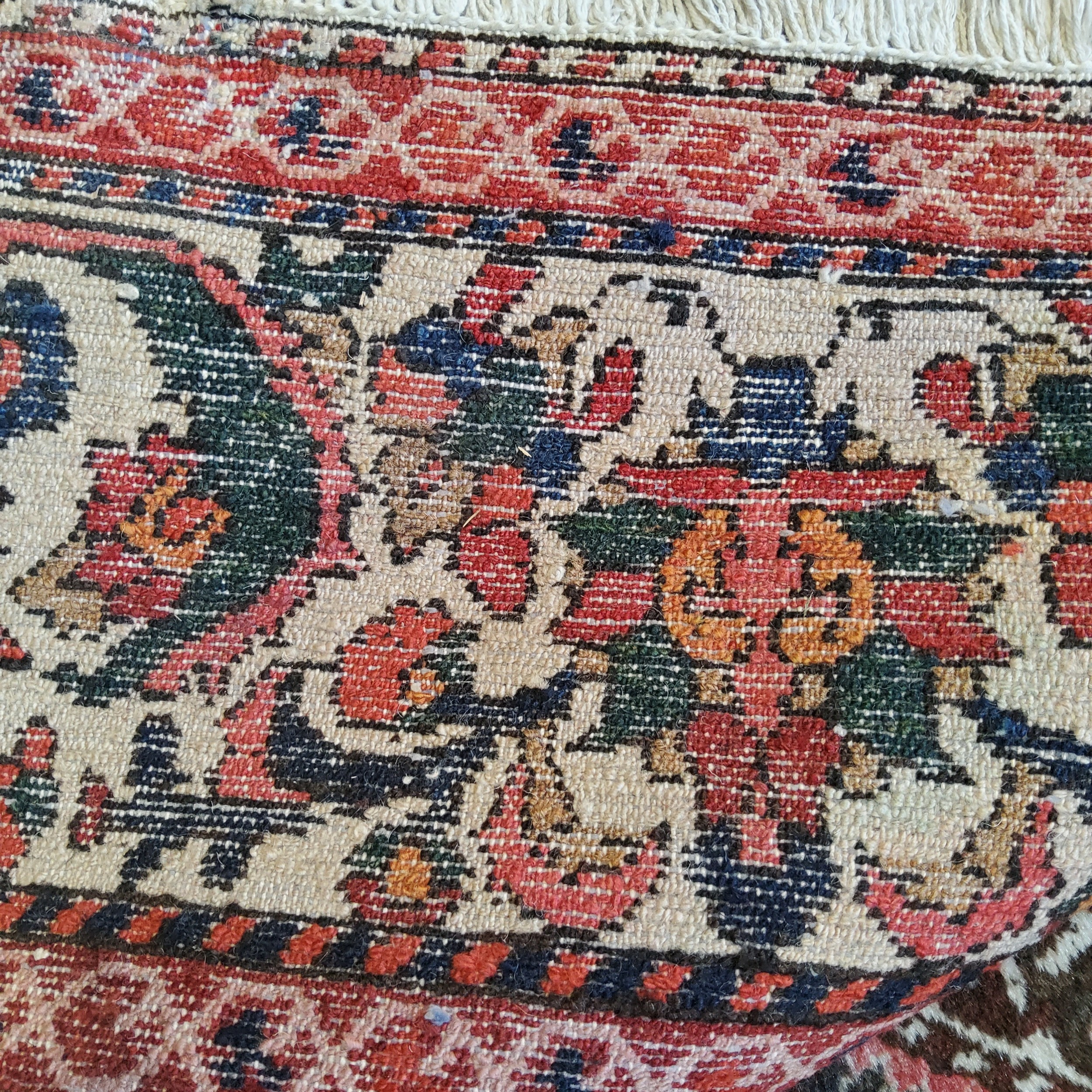 A very large hand knotted Persian Isfahan carpet on a bold red, blue and ivory ground, central - Image 2 of 2
