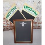 The Glenlivet branded advertising chalk board, framed, Two fruit of the vine advertising chalk