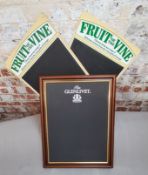 The Glenlivet branded advertising chalk board, framed, Two fruit of the vine advertising chalk