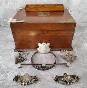 A Victorian mahogany and silver plate mounted work box, each of the silver plated elements stamped