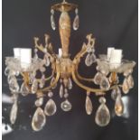 Lighting - Two 20th century gilded ceiling lights Dimensions: light with 5 upright glass shades ,