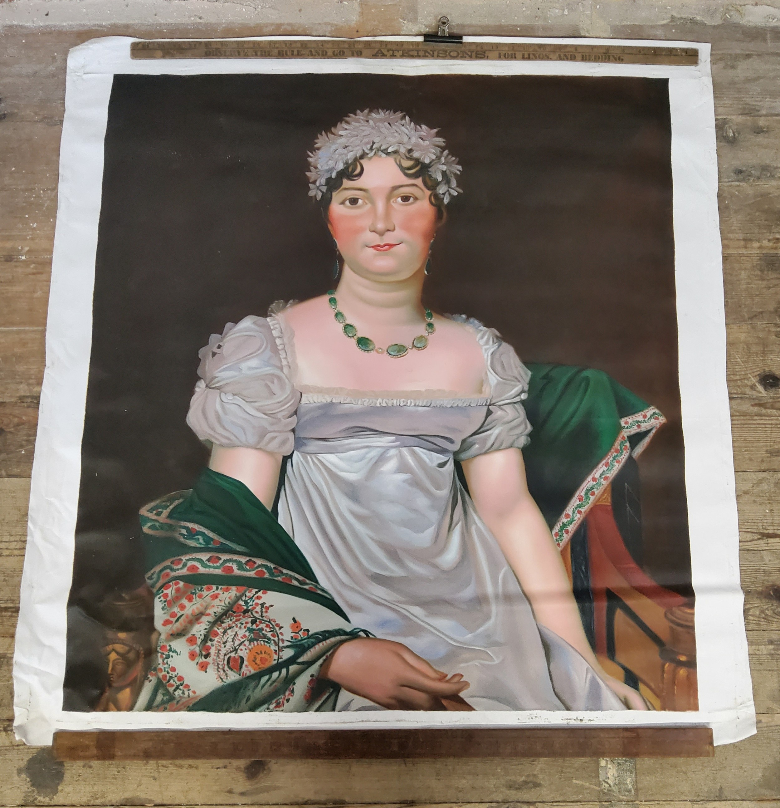 A large 20th century oil on canvas, After David Jacques Louis' portrait titled Comtesse Daru,