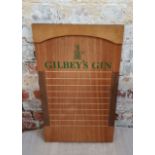 Advertisement - a Gilbeys Gin promotional shove ha- penny board,  height 58cm x width 34.5cm